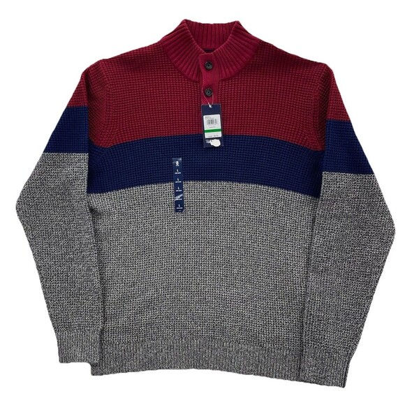 Other - Izod Sweater Mens L Multicolor Color Block Shelter Island Stripe Preppy Casual